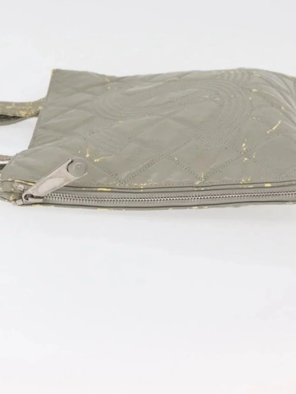 CHANEL Tote Bag Patent leather Gray CC Auth bs22950